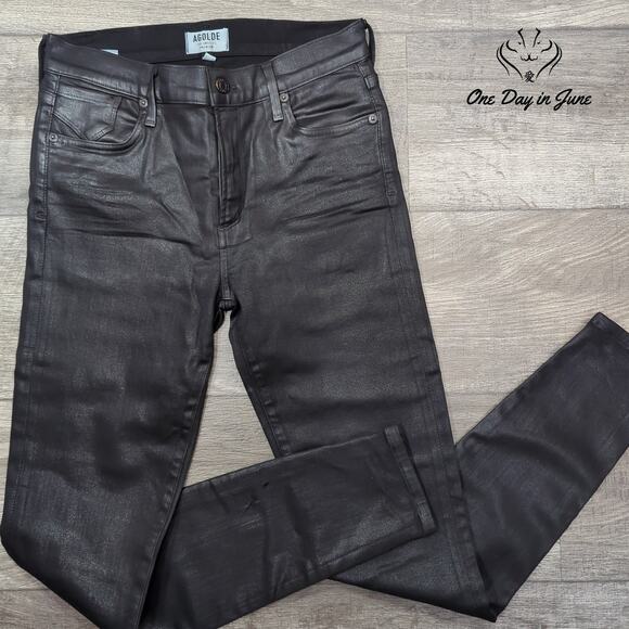 Agolde Premium Coated Denim Skinny Jeans Size 29 (8) - Picture 1 of 7